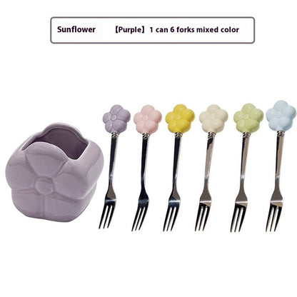 Sunflower Fruit Fork Set
