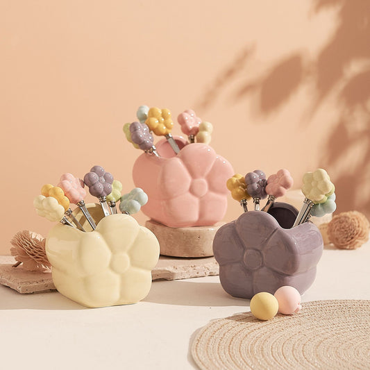 Sunflower Fruit Fork Set