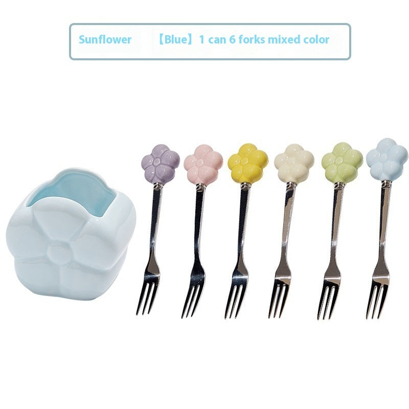 Sunflower Fruit Fork Set