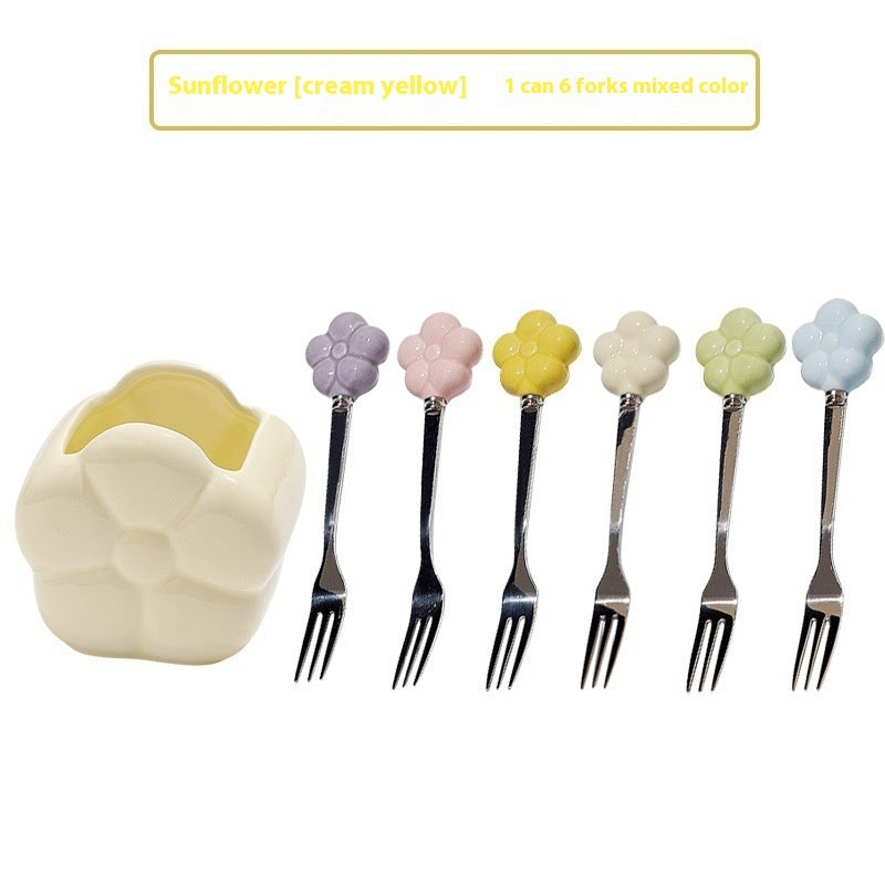 Sunflower Fruit Fork Set
