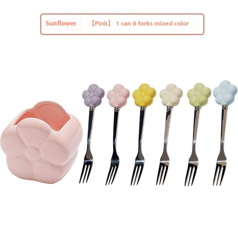 Sunflower Fruit Fork Set